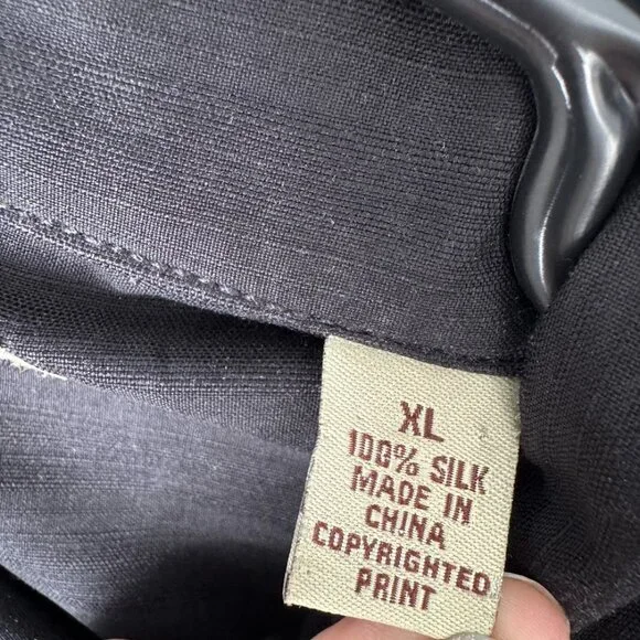 Tommy Bahama Silk Black and Tan Tropical Button Down - Picture 4 of 7